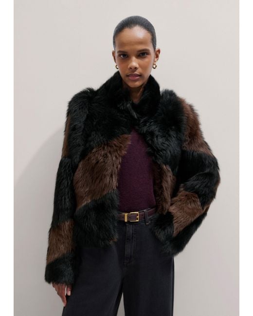 ME+EM Black Statement Patchwork Coat