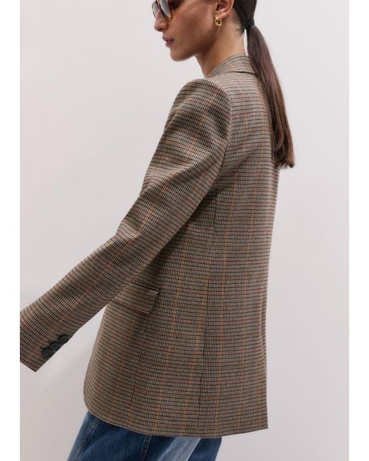 ME+EM Brown Check Sharp Shoulder Blazer