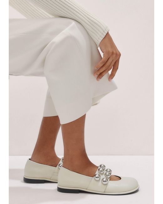 ME+EM Natural Oversized Stud Ballerina Flat