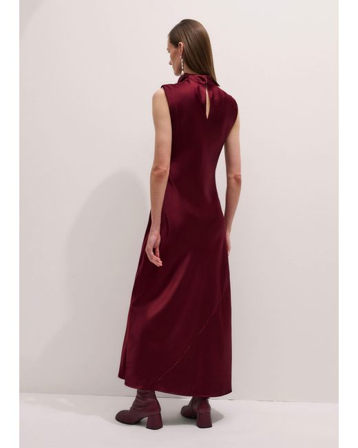 ME+EM Red Satin Drape Neckline Maxi Dress