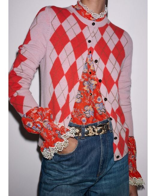 ME+EM Red Ornate Floral Paisley Print Blouse