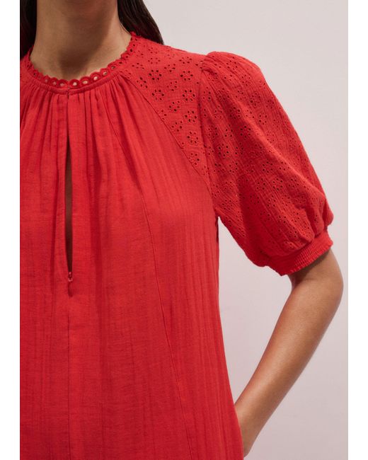 ME+EM Embroidered Cheesecloth Short Dress