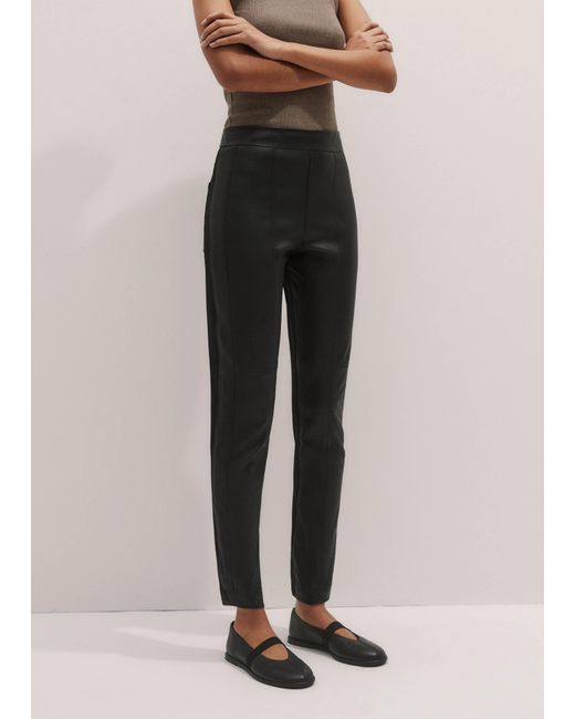 ME+EM Black High Stretch Leather Mix Legging