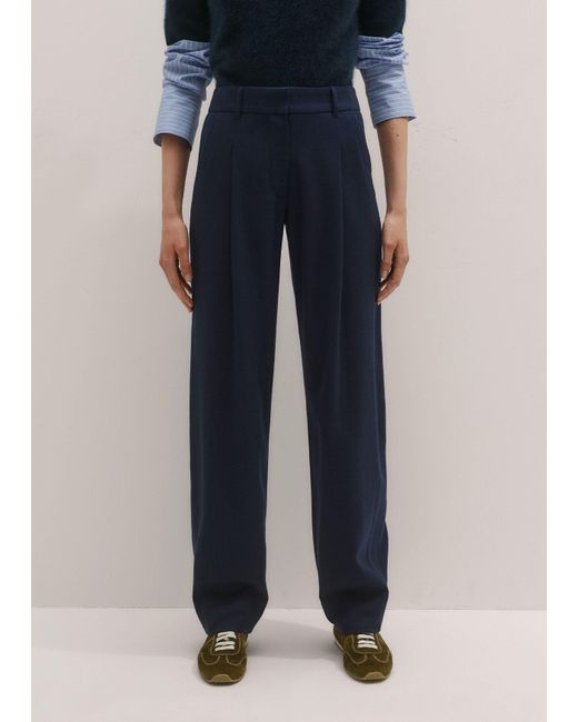 ME+EM Blue Pleat Front Tailored Tapered Trouser