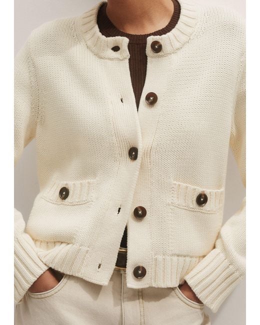 ME+EM Natural Cotton Bracelet Sleeve Cropped Cardigan