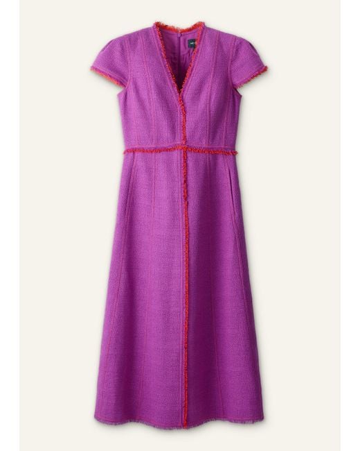 ME+EM Purple Fringe Detail Fit And Flare Midi Dress