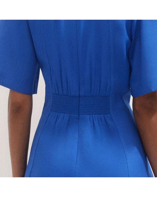 ME+EM Blue Panel Detail Fit And Flare Short Dress + Tie
