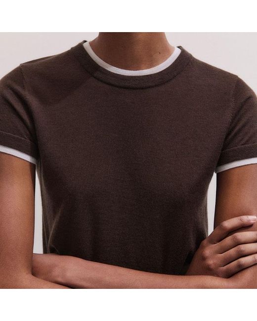 ME+EM Blue Barely There Contrast Trim Knit Baby Tee