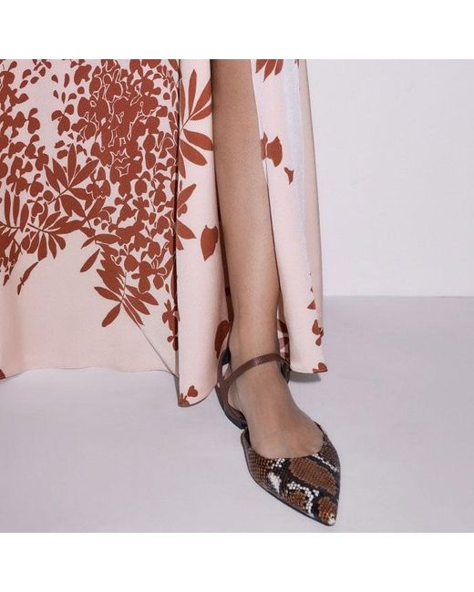 ME+EM Pink Silk Satin Draping Wisteria Print Full Length Dress + Tie-Cinnamon