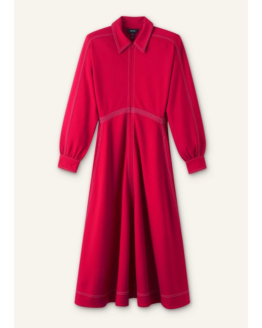 ME+EM Red Travel Tailoring Contrast Stitch Midi Dress