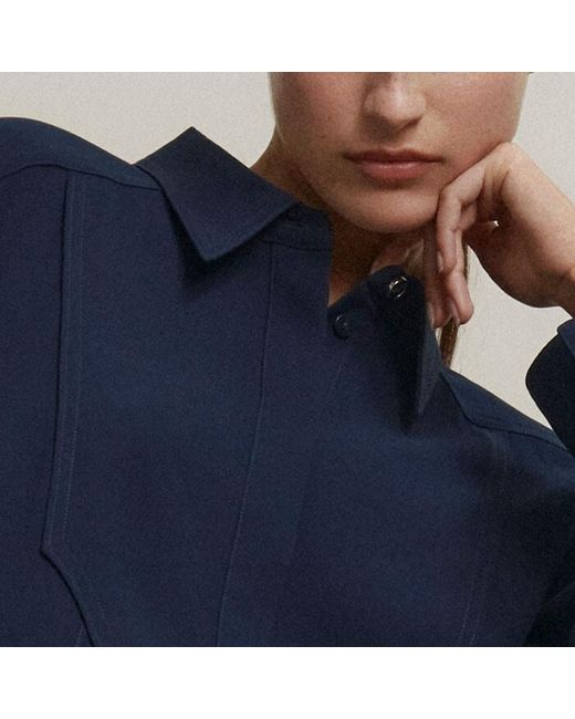 ME+EM Blue Panelling Detail Maxi Shirt Dress