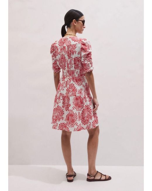 ME+EM Red Fit & Flare Twist Detail Cheesecloth Short Dress Soft