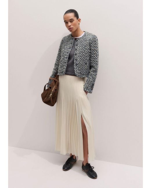 ME+EM Gray Boxy Crop Tweed Jacket