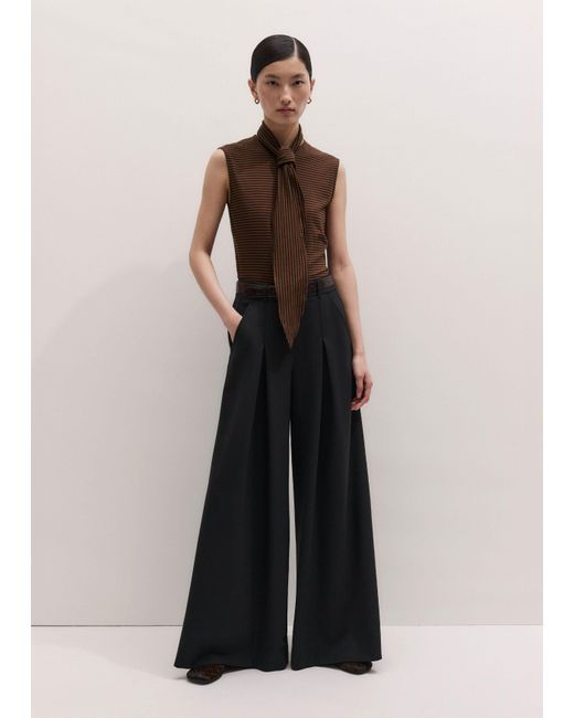 ME+EM Black Ultimate Wide Pleat Front Trouser
