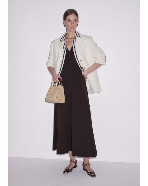 ME+EM White V Neck A Line Maxi Dress