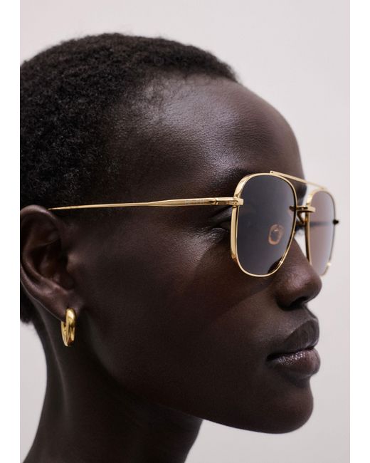 ME+EM Black Metal Aviator Sunglasses Chocolate