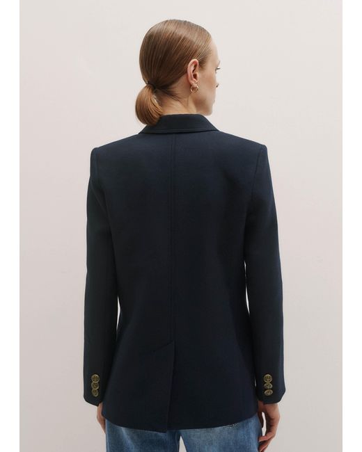 ME+EM Blue Twill Sharp Shoulder Blazer