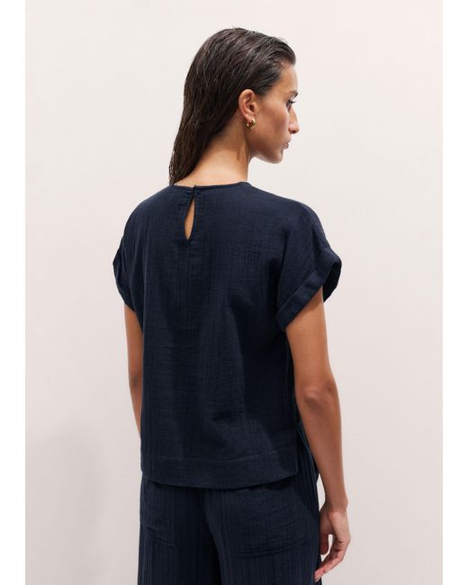 ME+EM Blue Cheesecloth T-Shirt