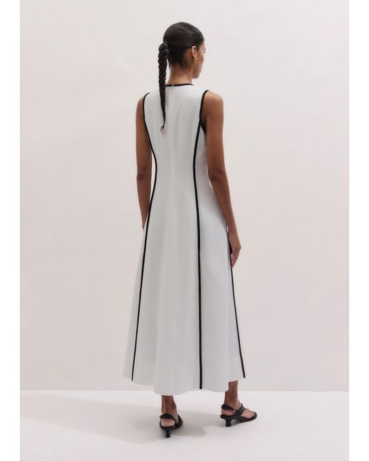 ME+EM White Creaseless Linen Effortless Summer Maxi Dress Soft