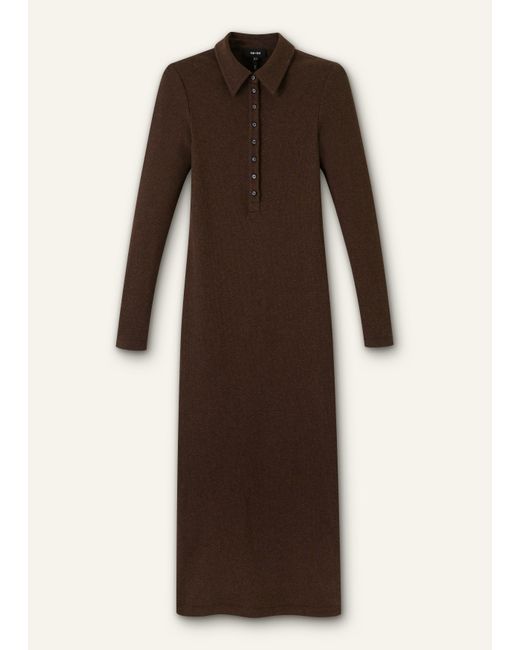 ME+EM Natural Ultimate Rib Shirt Midi Dress Chocolate Mélange