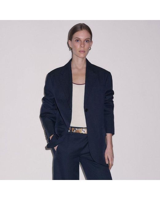 ME+EM Blue Straight Crop Trouser