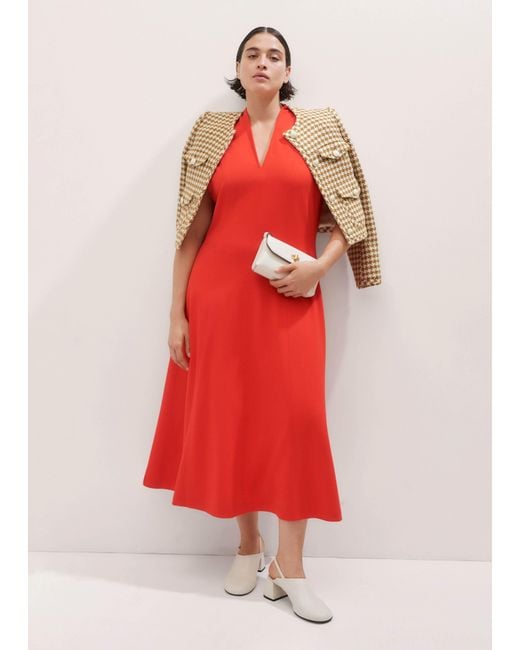 ME+EM Red Travel Tailoring Seam Detail Midi Dress