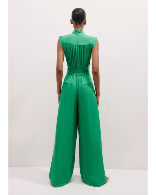 ME+EM Green Silk Wide-Leg Jumpsuit