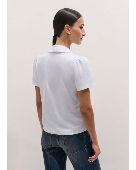ME+EM Multicolor Frill Trim Short Sleeve Shirt
