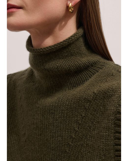 ME+EM Green Cashmere Grown-On Neck Straight Knit Vest