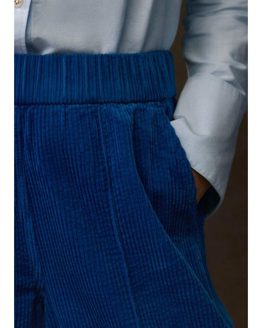 ME+EM Blue Washed Cord Straight-Leg Lounge Pant
