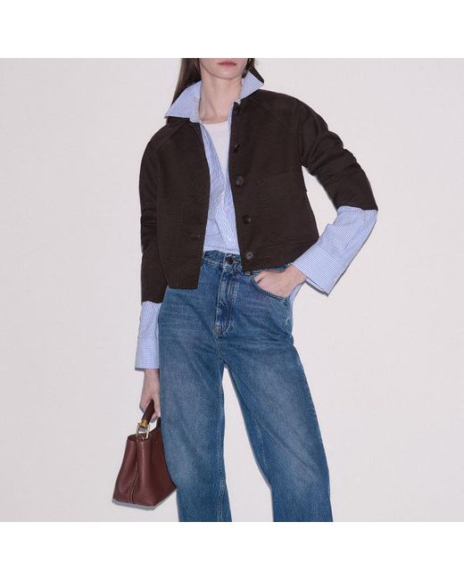 ME+EM Blue Sculptural Sleeve Straight Fit Jacket