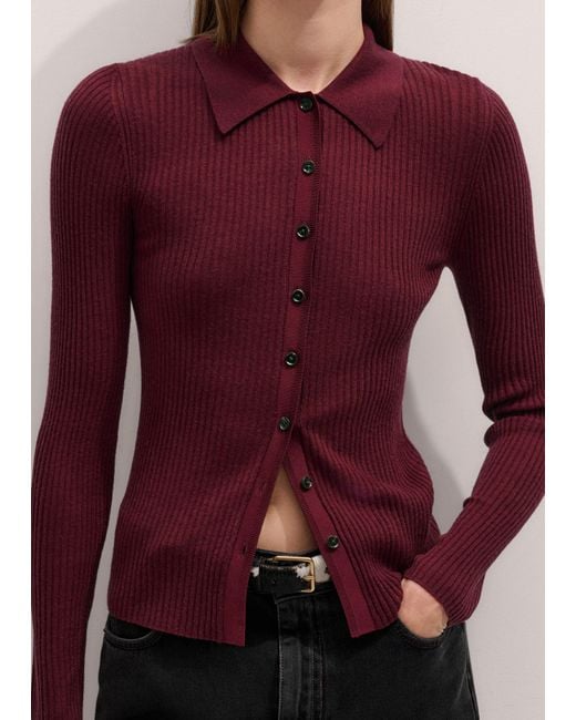 ME+EM Brown Merino Cashmere Barely There Slim Knit Shirt