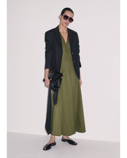 ME+EM Green V-Neck Fit And Flare Maxi Dress