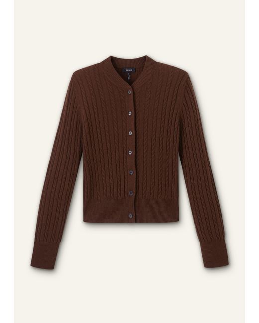 ME+EM Brown Merino Cashmere Micro Cable Cardigan
