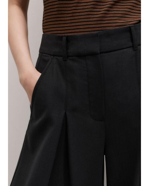 ME+EM Black Ultimate Wide Pleat Front Trouser