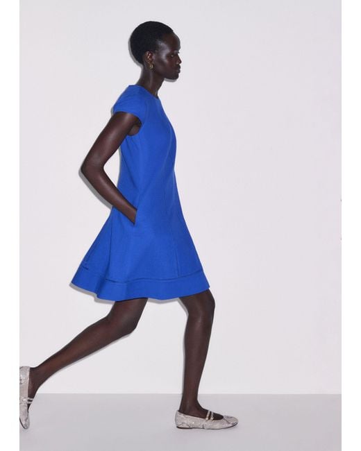 ME+EM Blue Crease-Less Linen Mini A-Line Dress