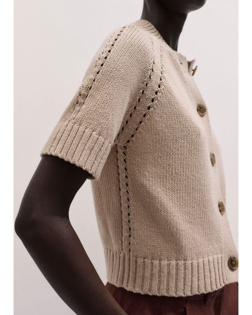 ME+EM Brown Chunky Cotton Button-Through Knit Tee