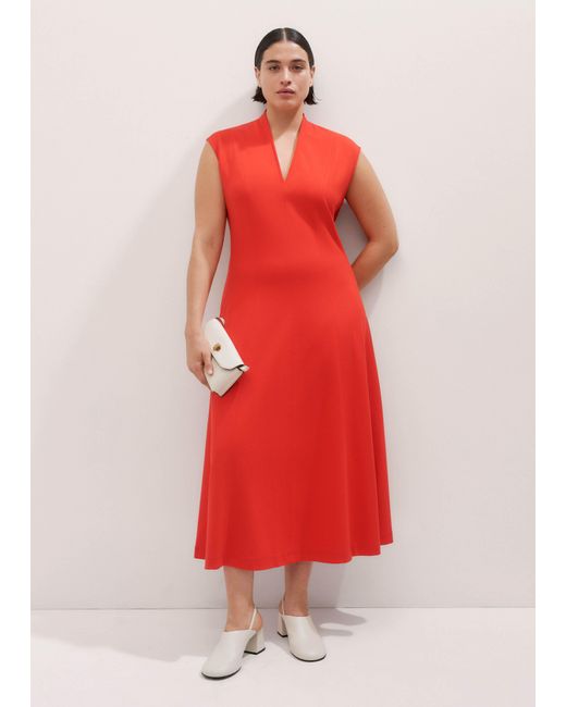 ME+EM Red Travel Tailoring Seam Detail Midi Dress