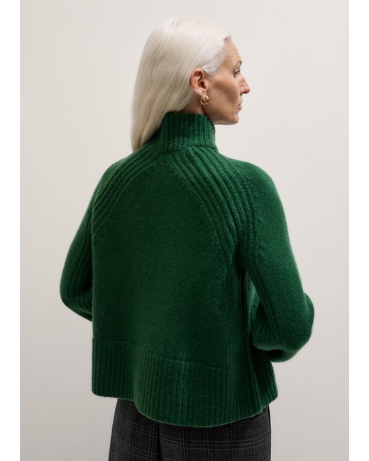 ME+EM Green Cashmere High Neck Statement Jumper