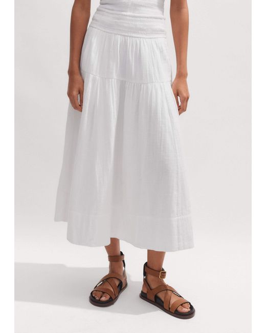 ME+EM White Cheesecloth Midi Skirt