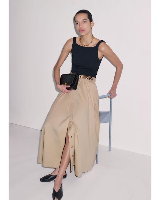ME+EM Multicolor Cotton A Line Maxi Skirt + Belt
