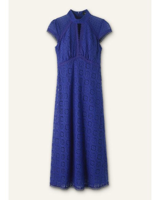 ME+EM Blue Lace Cap Sleeve Midi Dress