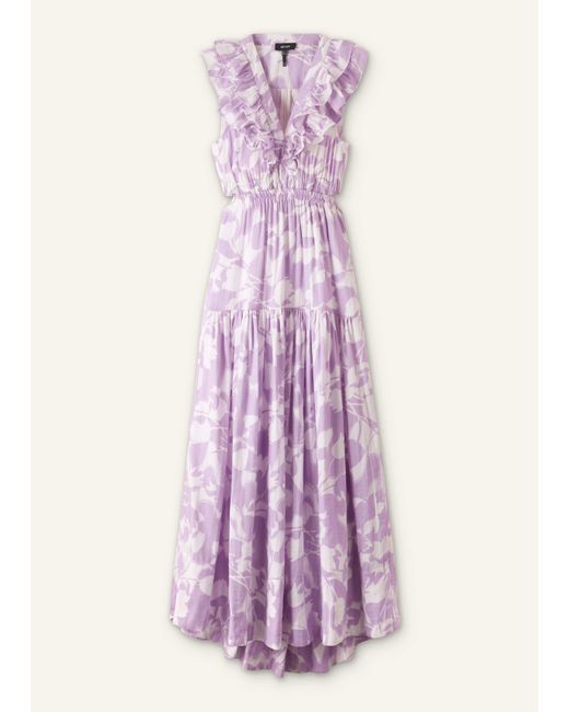 ME+EM Purple Cheesecloth Tulip Print Full-Length Dress