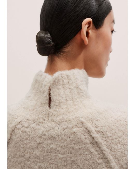 ME+EM Natural Relaxed High Neck Bouclé Jumper