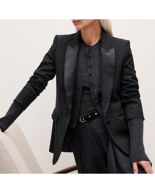 ME+EM Gray Sharp Shoulder Tux Blazer