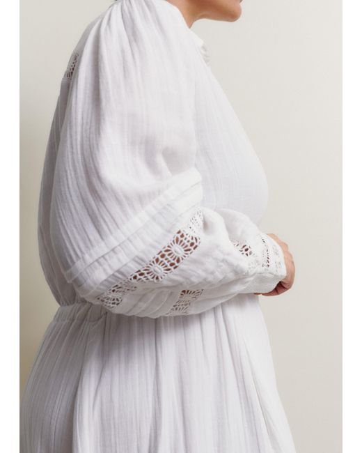 ME+EM Natural Cheesecloth Drawstring Maxi Dress