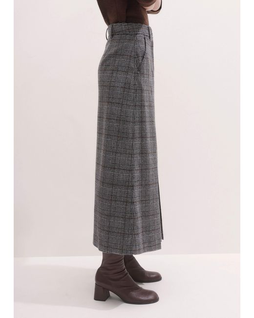ME+EM Natural Check Pleat Detail Maxi Skirt/Light Cream