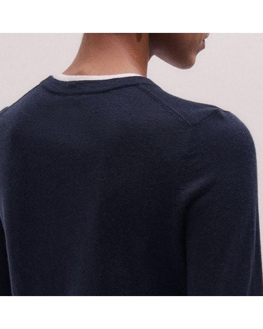 ME+EM Blue Merino Cashmere Barely There Trim Jumper Soft