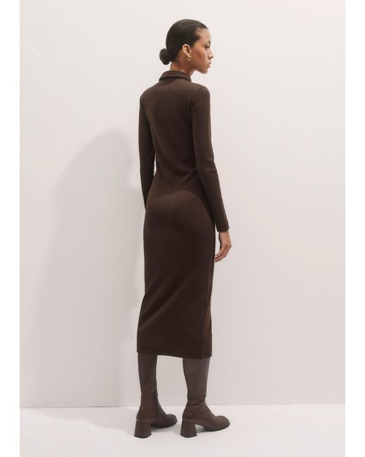 ME+EM Natural Ultimate Rib Shirt Midi Dress Chocolate Mélange