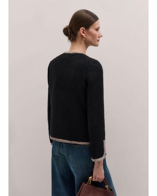 ME+EM Black Straight Fit Jacket With Statement Trims